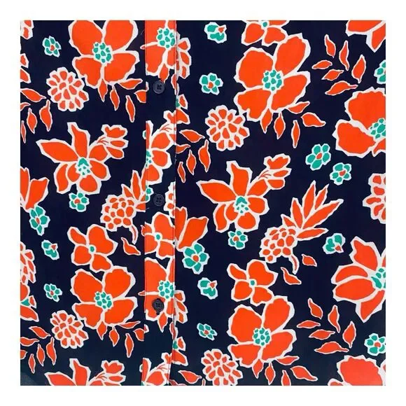 Banana Republic Classic Fit‎ Floral Coral Navy Blue Blouse Top Size Small - Picture 6 of 8